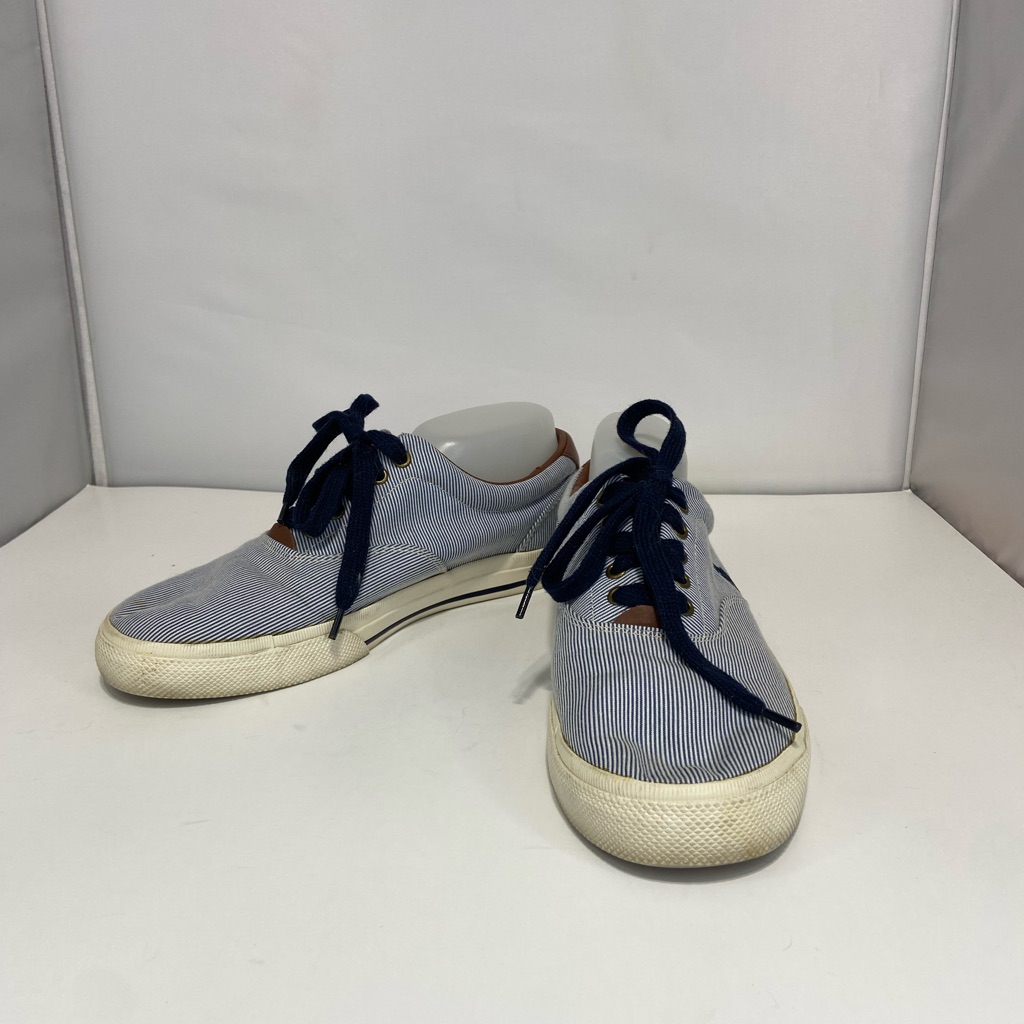 Polo Ralph Lauren Blue Sneakers With Canvas Material And White Rubber Sole